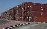 Shipping containers at the Haifa port, November 14, 2011. (Yaakov Naumi/Flash90)