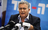 Labor leader Amir Peretz at the Labor party faction meeting at the Knesset, November 4, 2019. (Hadas Porush/Flash90)