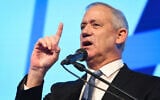 Blue and White Chairman Benny Gantz speaks at the ADL's Israel Social Cohesion conference in Airport City near Tel Aviv on November 5, 2019. (Avshalom Shoshoni/Flash90)