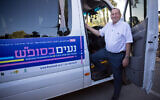 Tel Aviv Mayor Ron Huldai poses for a photograph at a launch event for new public transportation buses, November 20, 2019. (Miriam Alster/Flash90)