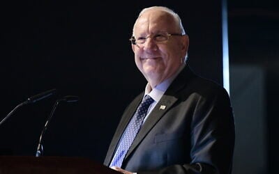 President Reuven Rivlin speaks during a climate conference in Tel Aviv on November 24, 2019. (Tomer Neuberg/Flash90)