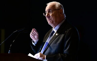 President Reuven Rivlin speaks during the Climate Conference in Tel Aviv on November 24, 2019. (Tomer Neuberg/Flash90)