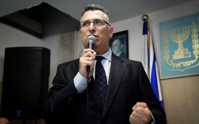 Likud party MK Gideon Sa'ar seen with Likud supporters during an event in Hod Hasharon, November 25, 2019. (Yossi Zeliger/Flash90)