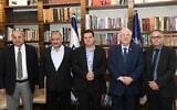 (R-L) Joint List MK Mtanes Shihadeh, President Reuven Rivlin and Joint List MKs Ayman Odeh, Mansour Abbas and Ahmad Tibi during a meeting at the President's Residence in Jerusalem on November 20, 2019. (Amos Ben Gershom/GPO)