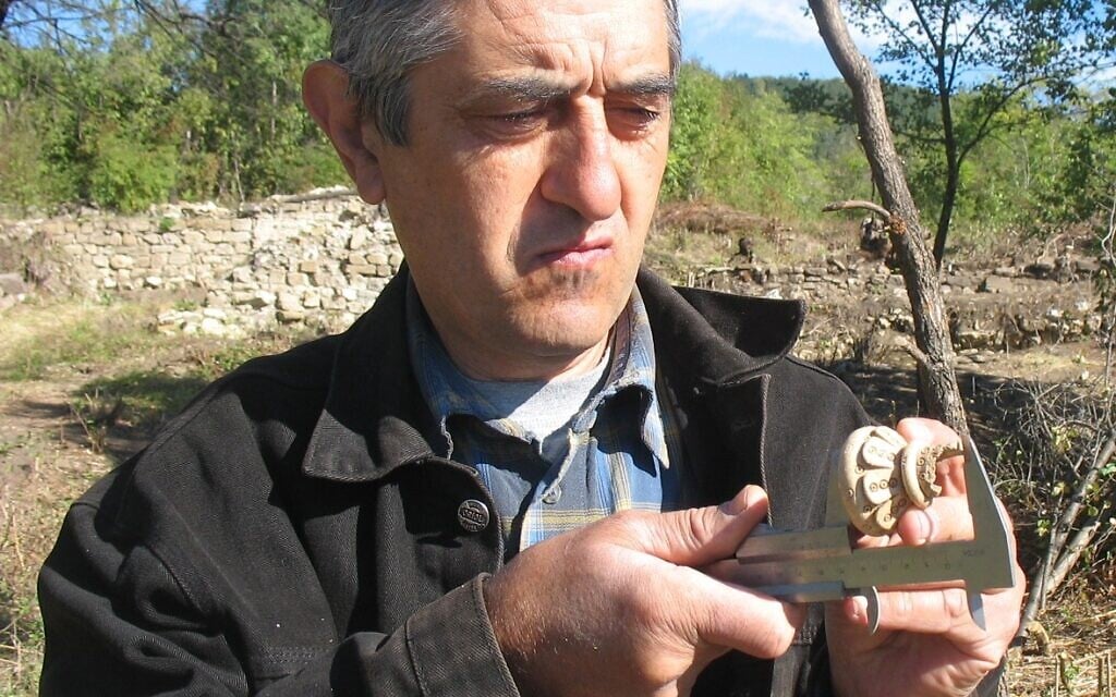 Bulgarian archaeologist Dr. Mirko Robov at the excavation site in medieval Tarnovo, Bulgaria. (courtesy)