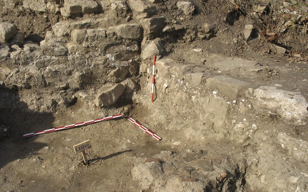 The excavation site of what could be a 13th century synagogue, the sole remaining archaeological evidence of a medieval Jewish community in Bulgaria, at Tarnovo, Bulgaria on the Trapezitsa hill. (courtesy Dr. Mirko Robov)