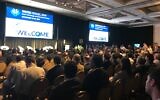 Michigan Governor Gretchen Whitmer addressing a session at Watec in Tel Aviv, November 19, 2019 (Shoshanna Solomon/Times of Israel)