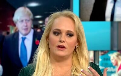 Screen capture from video of US tech entrepreneur Jennifer Arcuri during a television interview in the UK, November 18, 2019. (YouTube)