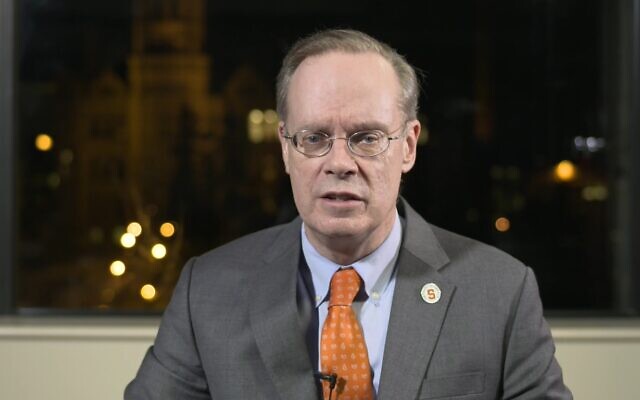 Screen capture from video of Syracuse University Chancellor Kent Syverud addressing incidents of racism on campus. (Twitter) Screen capture from video of Syracuse University Chancellor Kent Syverud addressing incidents of racism on campus. (Twitter)