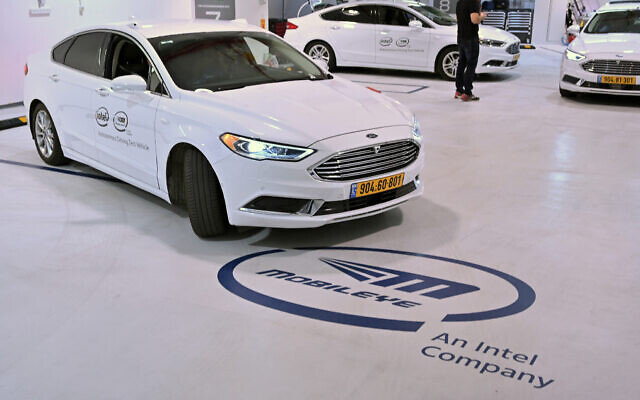 Cars in the Mobileye fleet of autonomous vehicles leave the Mobileye garage for test drives November 5, 2019, as part of the 2019 Mobileye Investor Summit. (Walden Kirsch/Intel Corporation) Cars in the Mobileye fleet of autonomous vehicles leave the Mobileye garage for test drives November 5, 2019, as part of the 2019 Mobileye Investor Summit. (Walden Kirsch/Intel Corporation)