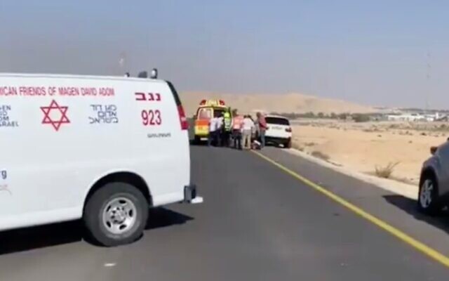The scene of an ATV crash in southern Israel on November 23, 2019. (Screen capture: Twitter)