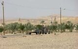 An agricultural vehicle in the Tzofar area in the Arava region on the Israel-Jordan border, leased to Israel by Jordan as part of the 1994 peace agreement, in February 2007. (Chaver83/Wikimedia Commons)