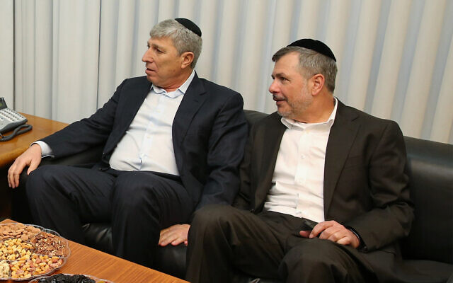 Kiryat Ata mayor Yaakov Peretz, left, February 7, 2017. (Yaacov Cohen/Flash90) Kiryat Ata mayor Yaakov Peretz, left, February 7, 2017. (Yaacov Cohen/Flash90)