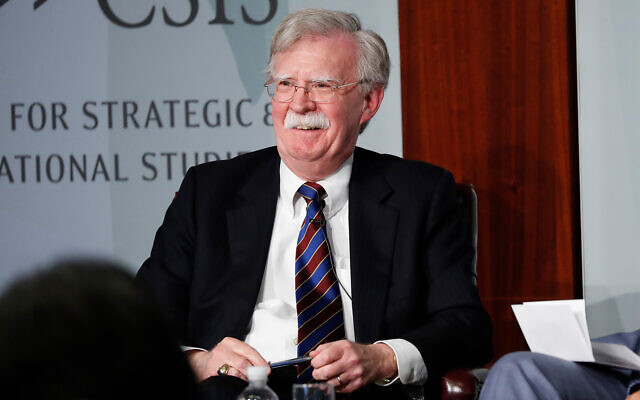 Former US National security adviser John Bolton reacting to questions while speaking at the Center for Strategic and International Studies in Washington, September 30, 2019. (AP Photo/Pablo Martinez Monsivais) Former US National security adviser John Bolton reacting to questions while speaking at the Center for Strategic and International Studies in Washington, September 30, 2019. (AP Photo/Pablo Martinez Monsivais)