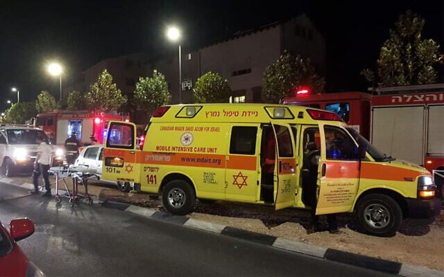 First responders at the scene of a fire, which killed one, in Jerusalem, November 27, 2019. (MDA) First responders at the scene of a fire, which killed one, in Jerusalem, November 27, 2019. (MDA)
