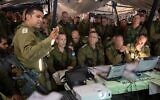 Officers in the IDF Northern Command give a briefing to IDF Chief of Staff Aviv Kohavi, center, and other top officers during a surprise exercise in northern Israel in November 2019. (Israel Defense Forces)