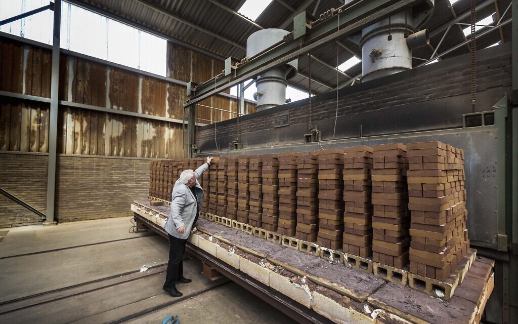 Dutch ‘Holocaust Namenmonument’ chairman Jacques Grishaver at the brick factory Rodruza, where bricks are being made for the emerging memorial in Amsterdam (Marcel Molle/Dutch Auschwitz Committee) Dutch ‘Holocaust Namenmonument’ chairman Jacques Grishaver at the brick factory Rodruza, where bricks are being made for the emerging memorial in Amsterdam (Marcel Molle/Dutch Auschwitz Committee)