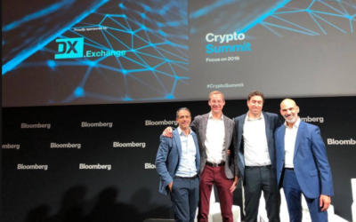 Representatives of DX.Exchange at Bloomberg's Crypto Summit in London, December 2018 (Facebook)