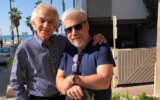 Omar Faruk Tekbilek and Brian Keane in Tel Aviv, November 19, 2019, ahead of the Oud Festival (Jessica Steinberg/Times of Israel)