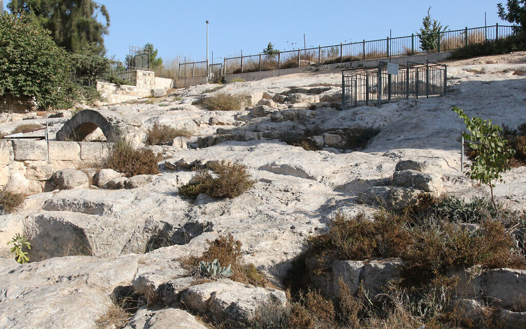 The Gan Hayeda archaeological site in Pisgat Zeev, where archeologists uncovered remains of several Jewish ritual baths (mikvas) complete with steps dating back to the late Second Temple period two millennia ago. (Shmuel Bar-Am)