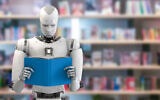 Illustrative image of a robot reading a book in library (PhonlamaiPhoto; iStock by Getty Images)