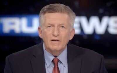 Founder of TruNews Pastor Rick Wiles, who is widely known for his anti-Semitic conspiracy theories, in a rant claiming Jews are trying to overthrow US President Donald Trump, November 22, 2019. (Screen grab via Right Wing Watch)