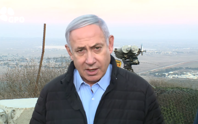 Prime Minister Benjamin Netanyahu tours the northern border on November 24, 2019. (YouTube screen capture) Prime Minister Benjamin Netanyahu tours the northern border on November 24, 2019. (YouTube screen capture)