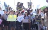 Protests against the pre-deportation detainment of two Israeli-born children, in Ramle, October 31, 2019 (video screeshot)