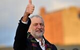 Opposition Labour Party leader Jeremy Corbyn gestures during a general election campaign visit at Whitby Leisure Centre in Whitby, northern England, on December 1, 2019. (Paul ELLIS / AFP)