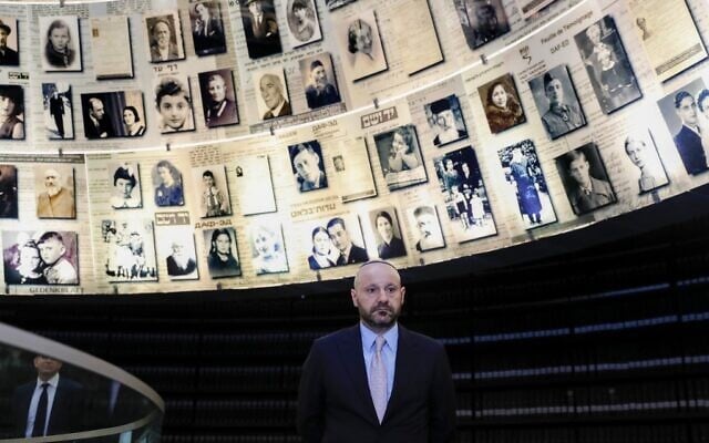 Lebanese-Swiss businessman Abdallah Chatila, who purchased items belonging to Adolf Hitler at a public auction in Europe to ensure that they do not get into neo-Nazi hands, visits the Hall of Names at the Yad Vashem Holocaust Memorial museum in Jerusalem on December 8, 2019. (AHMAD GHARABLI / AFP)