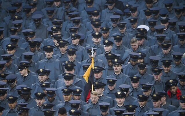 Navy cadets watch as US President Donald Trump attends the Army-Navy football game in Philadelphia, Pennsylvania on December 14, 2019. (Andrew CABALLERO-REYNOLDS / AFP)
