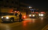 A picture taken on December 17, 2019, shows the arrival in Rafah of 24 vehicles, donated by Qatar, after crossing into the Gaza Strip through the Kerem Shalom crossing with Israel. (Said Khatib/AFP)