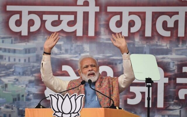 India's Prime Minister Narendra Modi speaks during a rally in New Delhi on December 22, 2019. (Prakash Singh/AFP)
