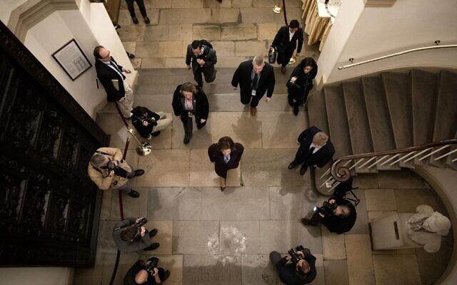 US Speaker of the House Nancy Pelosi arrives at the U.S. Capitol and walks to her office on December 18, 2019 in Washington, DC. (Drew Angerer/Getty Images/AFP) US Speaker of the House Nancy Pelosi arrives at the U.S. Capitol and walks to her office on December 18, 2019 in Washington, DC. (Drew Angerer/Getty Images/AFP)