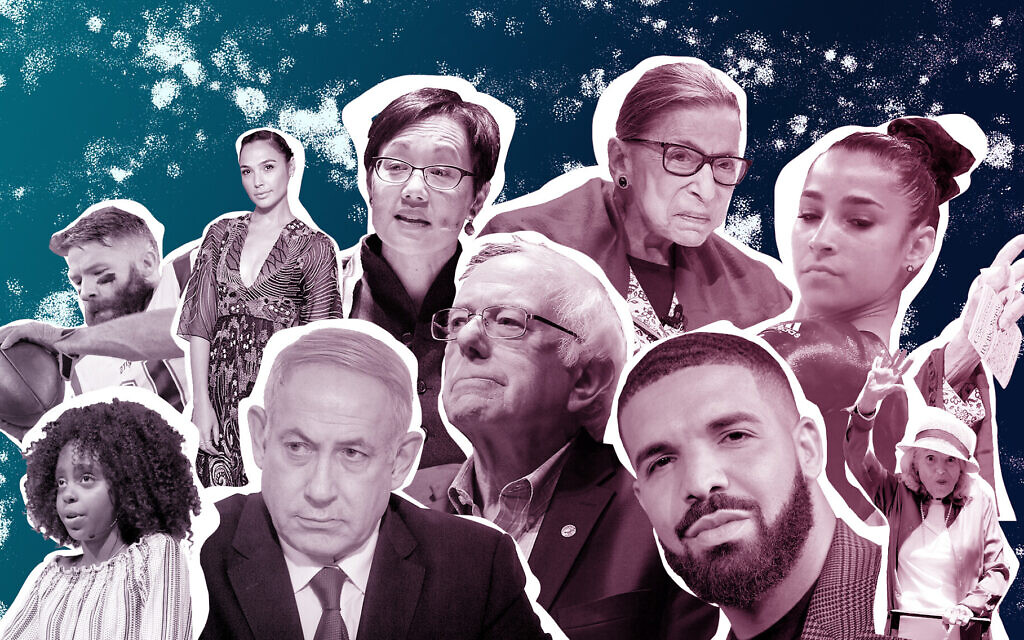 Dozens of Jewish figures had enormous impacts on the 2010s. (Getty Images/Photo illustration by Grace Yagel/via JTA)