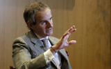 International Atomic Energy Agency (IAEA) Director General Rafael Mariano Grossi from Argentina gestures during an interview with The Associated Press at the International Center in Vienna, Austria, December 3, 2019. (AP Photo/Ronald Zak)