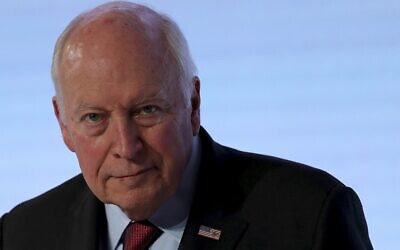 Former US Vice President Dick Cheney reacts after his speech at the Arab Strategy Forum in Dubai, United Arab Emirates, Monday, Dec. 9, 2019. (AP Photo/Kamran Jebreili)