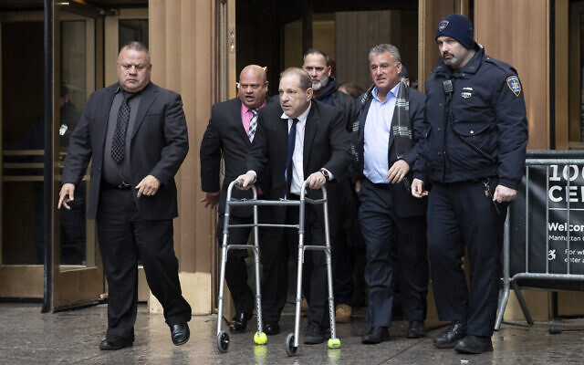 Harvey Weinstein leaves court following a hearing, Wednesday, Dec. 11, 2019 in New York. Weinstein’s bail was increased from $1 million to $5 million on Wednesday over allegations he violated bail conditions by mishandling his electronic ankle monitor. (AP Photo/Mark Lennihan) Harvey Weinstein leaves court following a hearing, Wednesday, Dec. 11, 2019 in New York. Weinstein’s bail was increased from $1 million to $5 million on Wednesday over allegations he violated bail conditions by mishandling his electronic ankle monitor. (AP Photo/Mark Lennihan)