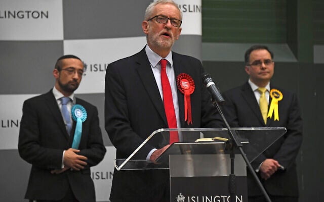 British opposition Labour Party leader Jeremy Corbyn speaks during the declaration of his seat in the 2019 general election in Islington, London, Friday, Dec. 13, 2019. (AP Photo/Alberto Pezzali) British opposition Labour Party leader Jeremy Corbyn speaks during the declaration of his seat in the 2019 general election in Islington, London, Friday, Dec. 13, 2019. (AP Photo/Alberto Pezzali)