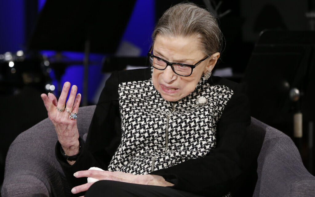 Supreme Court Justice Ruth Bader Ginsburg speaks with author Jeffrey Rosen at the National Constitution Center Americas Town Hall at the National Museum of Women in the Arts, December 17, 2019 in Washington. (AP Photo/Steve Helber) Supreme Court Justice Ruth Bader Ginsburg speaks with author Jeffrey Rosen at the National Constitution Center Americas Town Hall at the National Museum of Women in the Arts, December 17, 2019 in Washington. (AP Photo/Steve Helber)