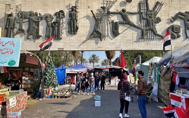 Anti-government protesters gather in Tahrir Square in Baghdad, Iraq, December 22, 2019. (AP Photo/Khalid Mohammed) Anti-government protesters gather in Tahrir Square in Baghdad, Iraq, December 22, 2019. (AP Photo/Khalid Mohammed)