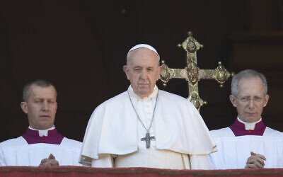 Pope Francis looks at the crowd after he delivered the Urbi et Orbi (Latin for 'to the city and to the world' ) Christmas' day blessing from the main balcony of St. Peter's Basilica at the Vatican, December 25, 2019. (Alessandra Tarantino/AP)