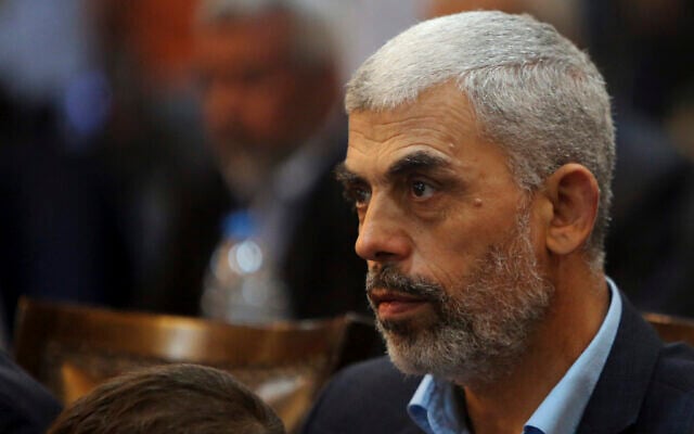 Yahya Sinwar, the top Hamas official in the Gaza Strip, in Gaza City, May 1, 2017. (Adel Hana/AP)