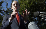 White House senior adviser Stephen Miller speaks to the media on October 11, 2019, at the White House in Washington. (AP Photo/Jacquelyn Martin)