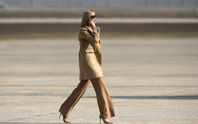 Ivanka Trump, daughter and adviser to US President Donald Trump. walks toward Air Force One at Andrews Air Force Base, Maryland, on November 20, 2019. (Kevin Wolf/AP)