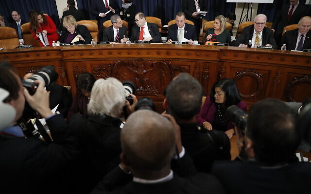 Members of the committee arrive before a House Judiciary Committee markup of the articles of impeachment against President Donald Trump, Thursday, Dec. 12, 2019, on Capitol Hill in Washington. (AP/Andrew Harnik) Members of the committee arrive before a House Judiciary Committee markup of the articles of impeachment against President Donald Trump, Thursday, Dec. 12, 2019, on Capitol Hill in Washington. (AP/Andrew Harnik)