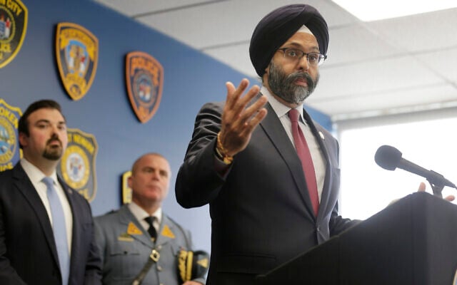 New Jersey Attorney General Gurbir Grewal speaks during a news conference in Jersey City, New Jersey, December 12, 2019. (AP Photo/Seth Wenig) New Jersey Attorney General Gurbir Grewal speaks during a news conference in Jersey City, New Jersey, December 12, 2019. (AP Photo/Seth Wenig)