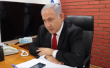Prime Minister Benjamin Netanyahu speaks on the phone with Yogev, an Israeli student who says he was attacked on the Paris Metro for speaking Hebrew, on December 10, 2019. (Screen capture: Twitter)