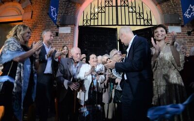 The ribbon-cutting ceremony at the rededication of the Buenos Aires Holocaust Museum on Dec. 1, 2019. (Leonardo Kremenchuzky/Holocaust Museum of Buenos Aires via JTA)