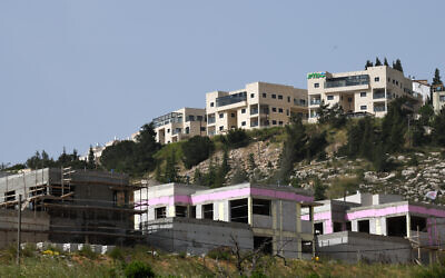 A construction site at Shvut Rachel in the West Bank on May 1, 2019. (Gili Yaari/Flash90)